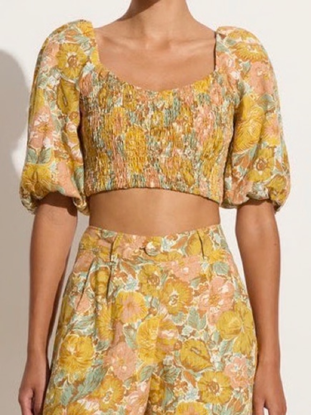 Faithfull the Brand Alejandra floral-print linen crop top